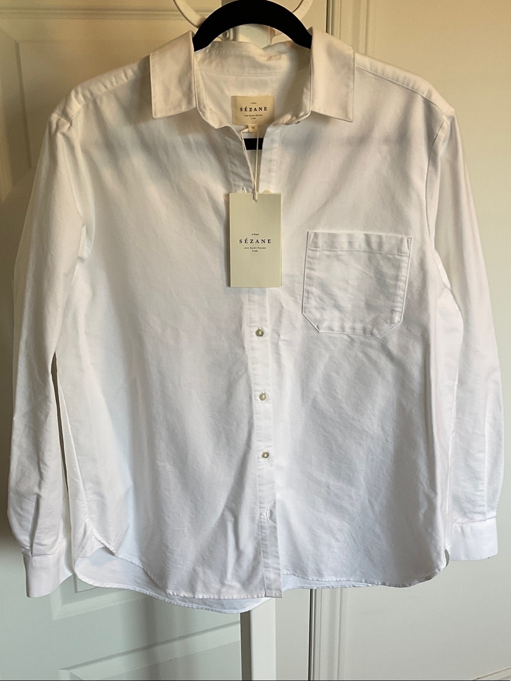 Sezane Max Classic Oversized White Button-Up Shirt NWT